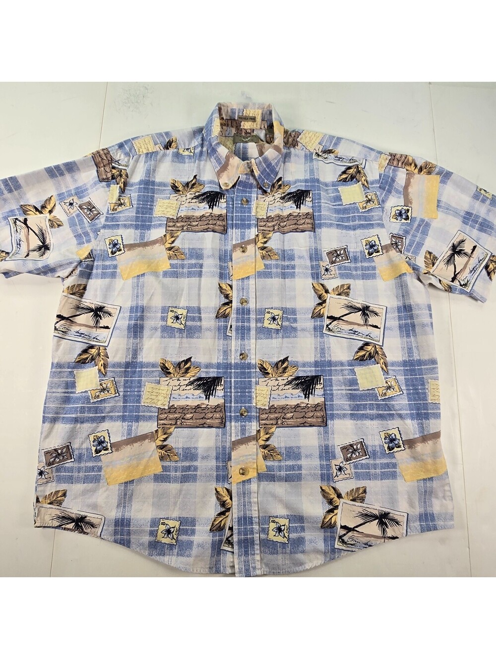 Natural Issue Mens L Large Wrinkle Free Short Sleeve Shirt Tropical Print Cotton